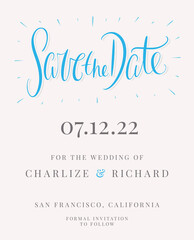 Obraz na płótnie Canvas Save the date. Vector invitation template.