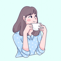 girl with coffee cup illustration