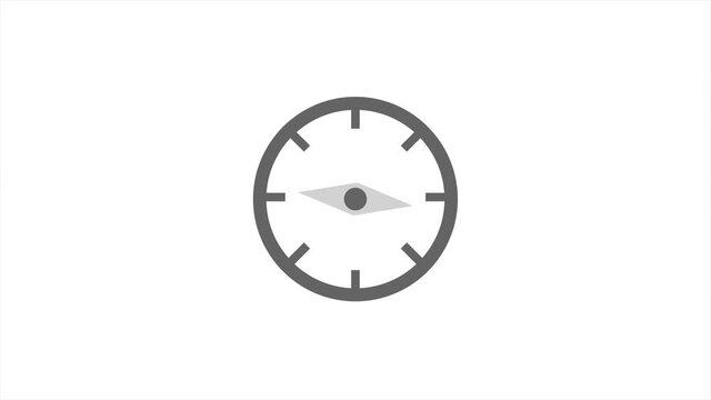 Grey Compass icon isolated on white background. 4K Video motion graphic animation