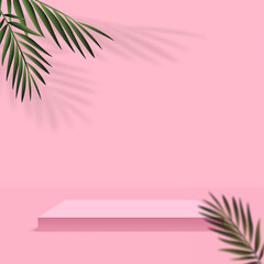 Fototapeta na wymiar Abstract background with pink color geometric 3d podiums. Vector illustration