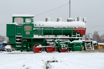 Dubna,  Monument Tank locomotive 9P-742. Installed at the railway station Bolshaya Volga (near Moscow Dubna), opposite the station building