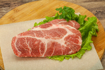 Raw pork meat neck steack