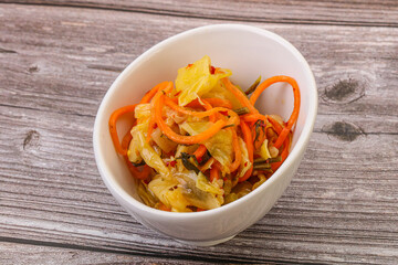 Spicy pickled cabbage with carrot