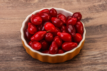 Sweet and ripe cornel berries