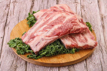 Raw pork ribs for cooking