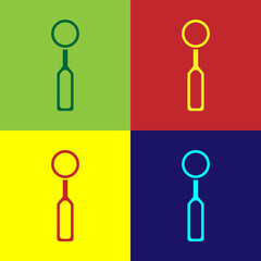 Pop art Dental inspection mirror icon isolated on color background. Tool dental checkup. Vector