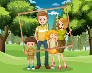 Obraz na płótnie Canvas Happy family photo on vacation