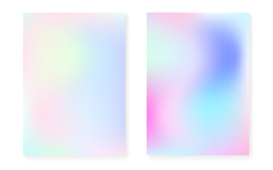 Fototapeta na wymiar Pearlescent background with holographic gradient. Hologram cover set.