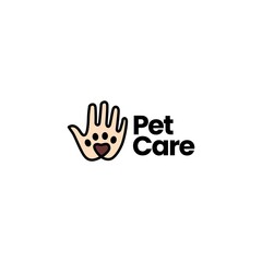 Fototapeta na wymiar hand palm paw pet care logo vector icon illustration