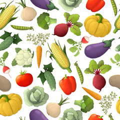 vegetable pattern on a white background for textiles