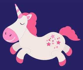 Cute hand-drawn unicorn. Vector illustration. Cartoon character. Hand-drawn style.	