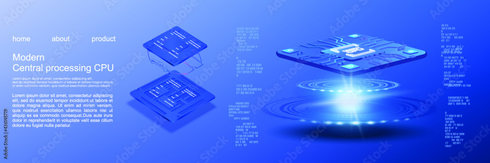 Poster new generation processor for processing large amounts of information. development of electronic chip