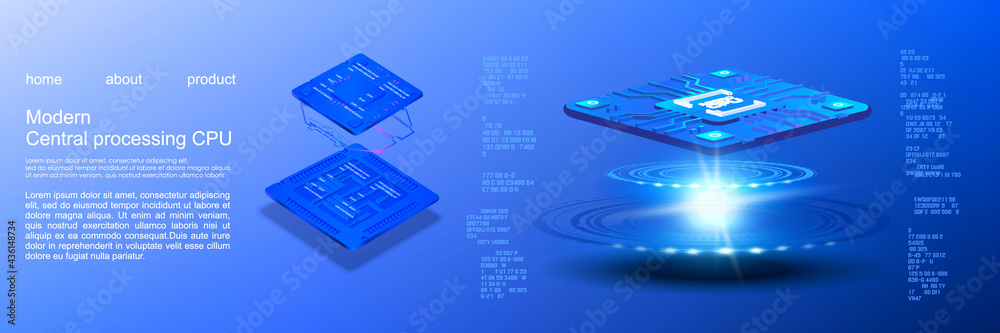 Poster new generation processor for processing large amounts of information. development of electronic chip