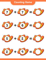 Fototapeta premium Counting game, count the number of Slippers and write the result. Educational children game, printable worksheet, vector illustration