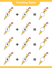 Counting game, count the number of Umbrella and write the result. Educational children game, printable worksheet, vector illustration