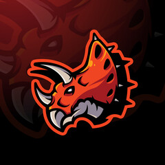 Triceratops mascot logo design vector with modern illustration concept style for badge, emblem and apparel © Artchilles