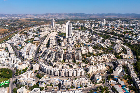 Modiin Maccabim Reut skyline and cityscape, Aerial view.