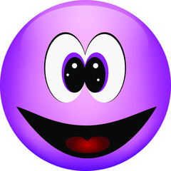 Funny purple smiley face with big eyes