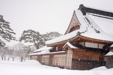 traditional Japanese house in Hakodate at winter