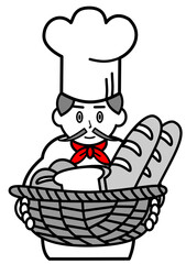 パンの入った籠を持つパン職人