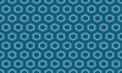 Abstract geometric graphic design, seamless pattern With hexagonal elements with cool colors.