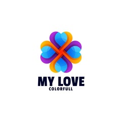 Vector Logo Illustration My Love Gradient Colorful Style.