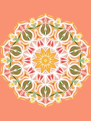 Mandala Logo design, Abstract Luxury Flower mandala ornament creative work. Hand drawing illustration. Digital art illustration