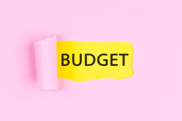 Budget text on torn paper - business concept