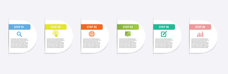 Infographic design elements for your business data with 6 options,Circle round concept. Vector Illustration.