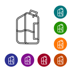 Black line Printer ink bottle icon isolated on white background. Set icons in color circle buttons. Vector