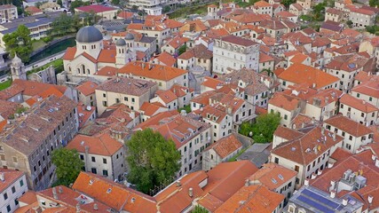 Fototapeta na wymiar Kotor. The old town of Kotor from above. Montenegro. View from above. Aerial photography