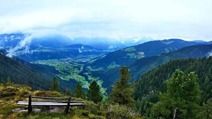 Fototapeta na wymiar Austrian Alps-outlook of the town Schladming from Guschen