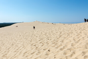 People on the Dune of Pilat, the tallest sand dune in Europe. La Teste-de-Buch, Arcachon Bay,...