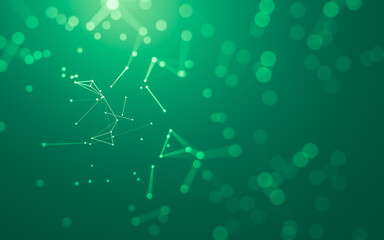 Abstract background. Molecules technology with polygonal shapes, connecting dots and lines. Connection structure. Big data visualization.