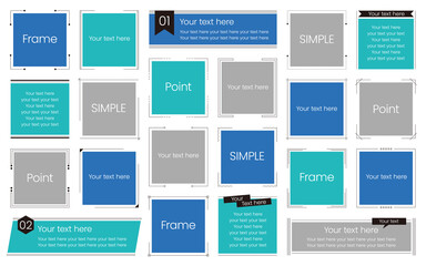 見出し・アイキャッチ・コラムに使える細いラインのシンプルなフレーム　ブルー系