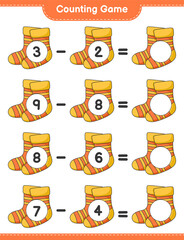 Counting game, count the number of Socks and write the result. Educational children game, printable worksheet, vector illustration