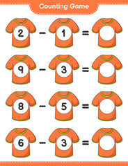 Counting game, count the number of Tshirt and write the result. Educational children game, printable worksheet, vector illustration