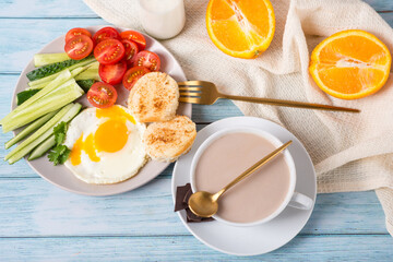 healthy breakfast coffee and egg