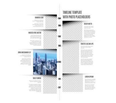 Simple vertical infographic timeline template with photo placeholders