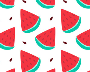 Seamless pattern with juicy watermelons on a white background. Vector
