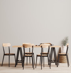 Dining room interior background, wall mock up, 3d render