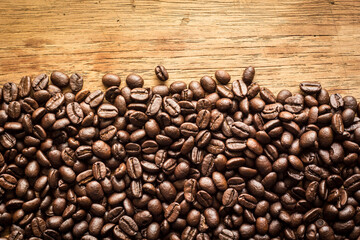 coffee beans on wooden