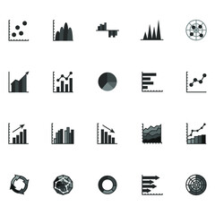 Set of business graph icon. Chart growth vector illustrator.