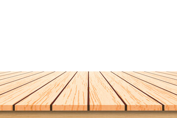 wooden table and floor on white background.