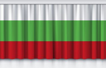 Flag of Bulgaria on silk curtain, stage performance event ceremony show illustration