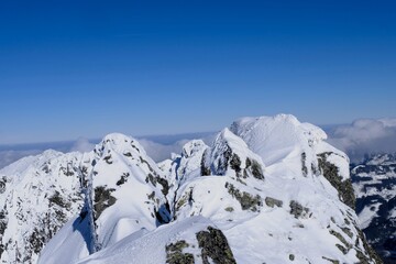 Ridge of Kozi Wierch. Winter Kozi Wierch. Winter in Tatra