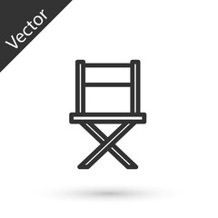 Grey line Director movie chair icon isolated on white background. Film industry. Vector