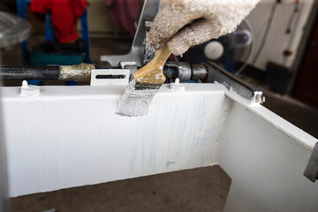 Close up of white painted