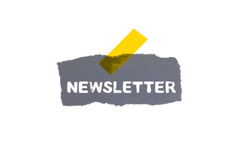 Newsletter - Gelber Klebestreifen und grauer leerer Zettel