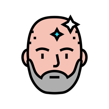 bearded man with shaved head color icon vector. bearded man with shaved head sign. isolated symbol illustration